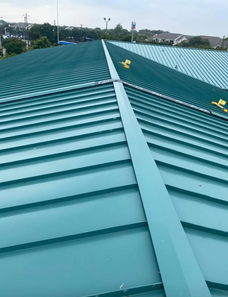 Green commercial metal roof ridge and valley for Metal Roof Repair in Hoboken